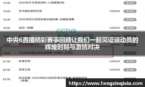 中央6直播精彩赛事回顾让我们一起见证运动员的辉煌时刻与激情对决